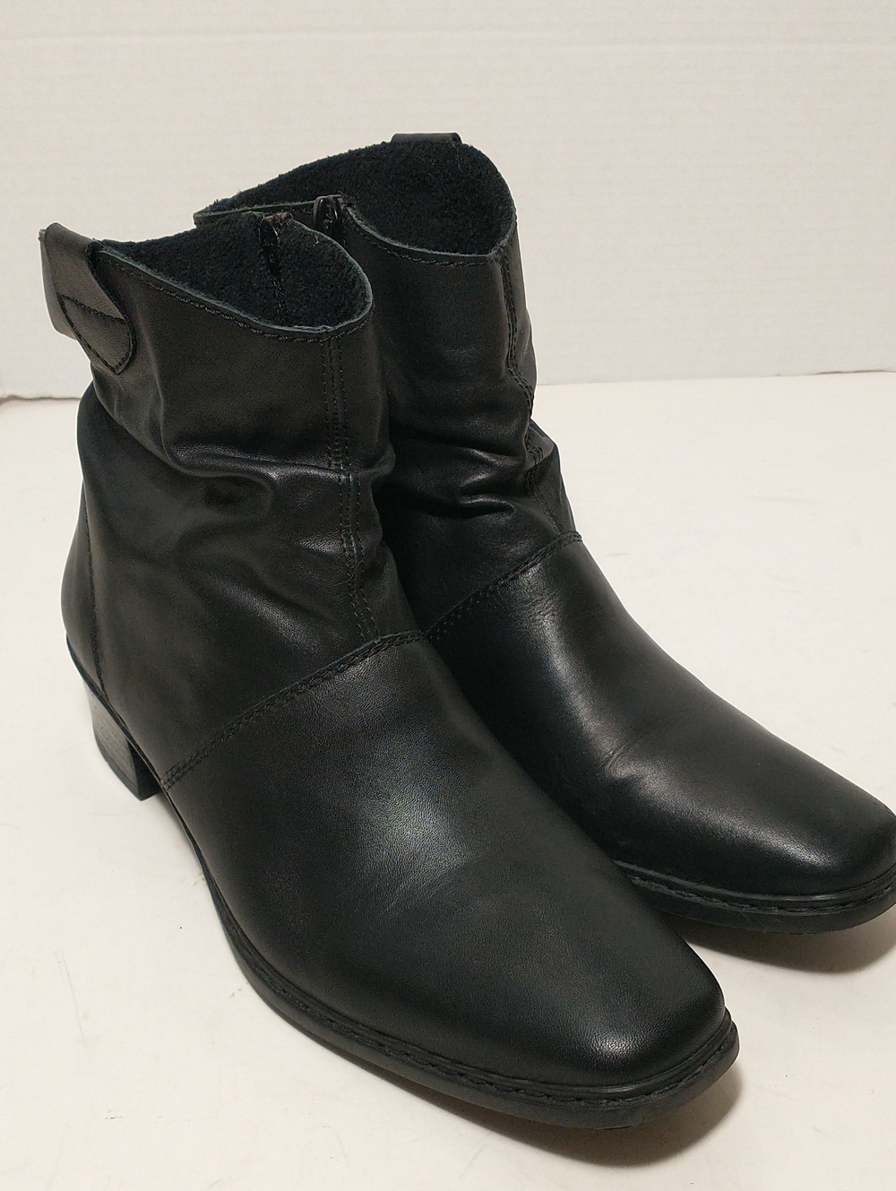 Rieker Lined Leather Winter Heeled Ankle Boot, Black, Size 9.5, Snow Ready